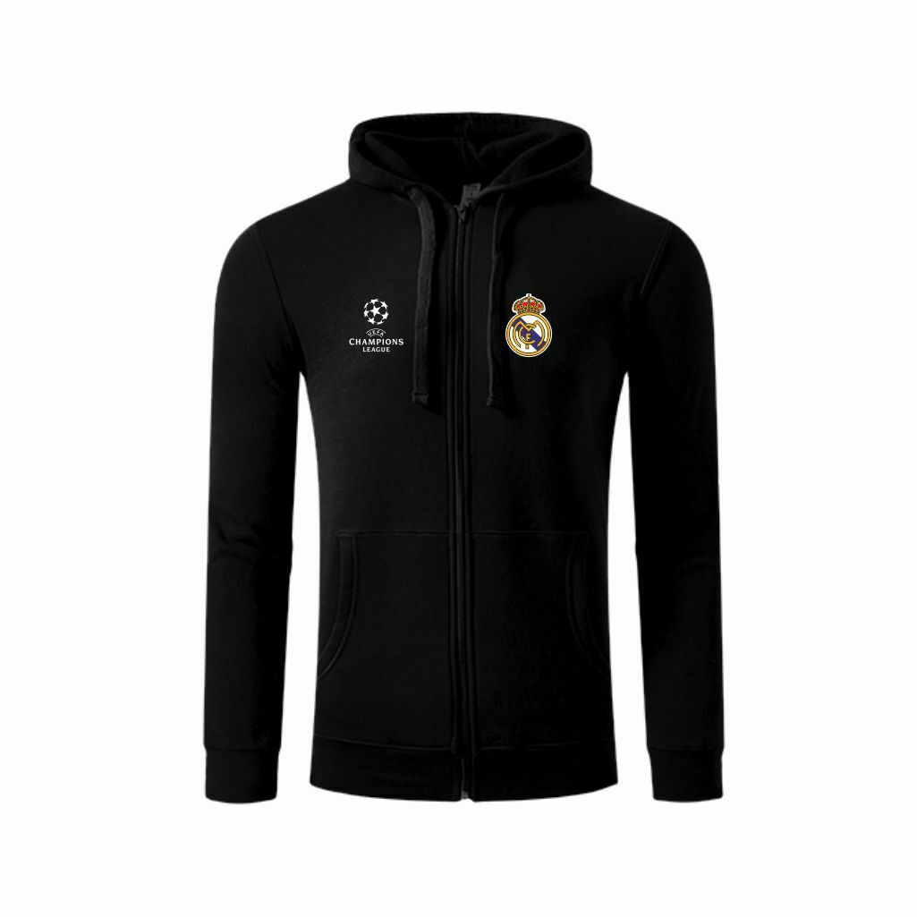 Real Madrid Zip Duks Sa Kapuljačom (Crni) Real Madrid Zip Duks Sa Kapuljačom U Crnoj Boji