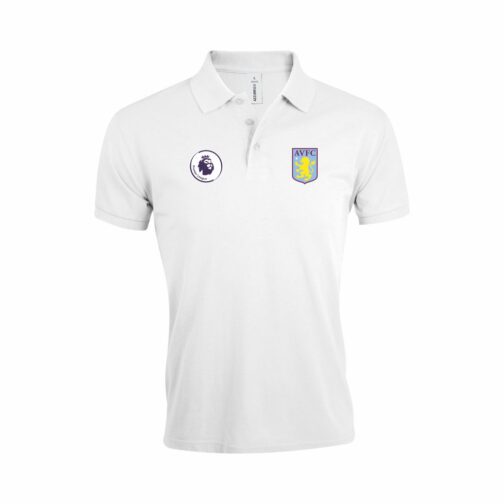 Aston Villa Polo Majica U Beloj Boji Sa Grbom Premier Lige