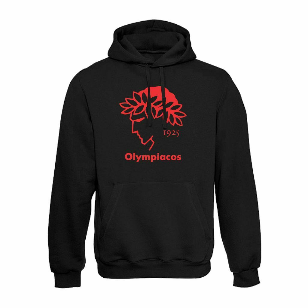 Olympiacos 1925 Duks Sa Kapuljačom (Crni) Olympiacos 1925 Duks Sa Kapuljačom Crne Boje Sa Velikim Printom Na Grudima