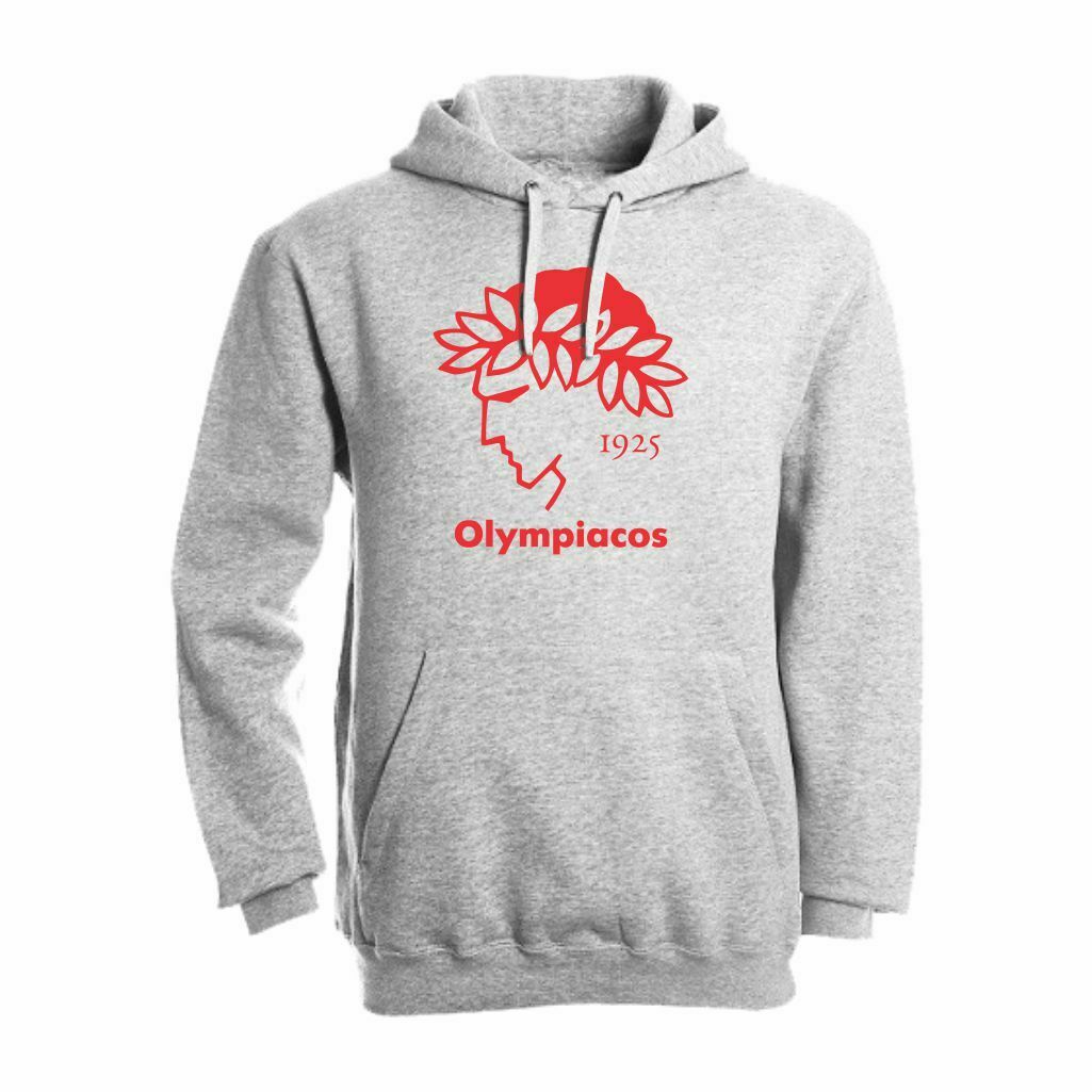 Olympiacos 1925 Duks Sa Kapuljačom (Svetlo Sivi) Olympiacos 1925 Duks Sa Kapuljačom Svetlo Sive Boje Sa Velikim Printom Na Grudima