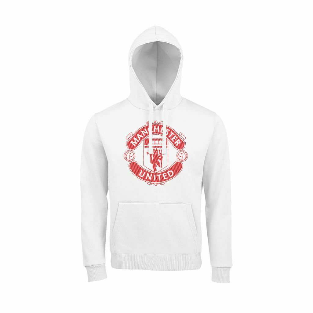 Manchester United Veliki Grb Crte Duks Sa Kapuljačom (Beli) Manchester United Veliki Grb Crte Duks Sa Kapuljačom U Beloj Boji