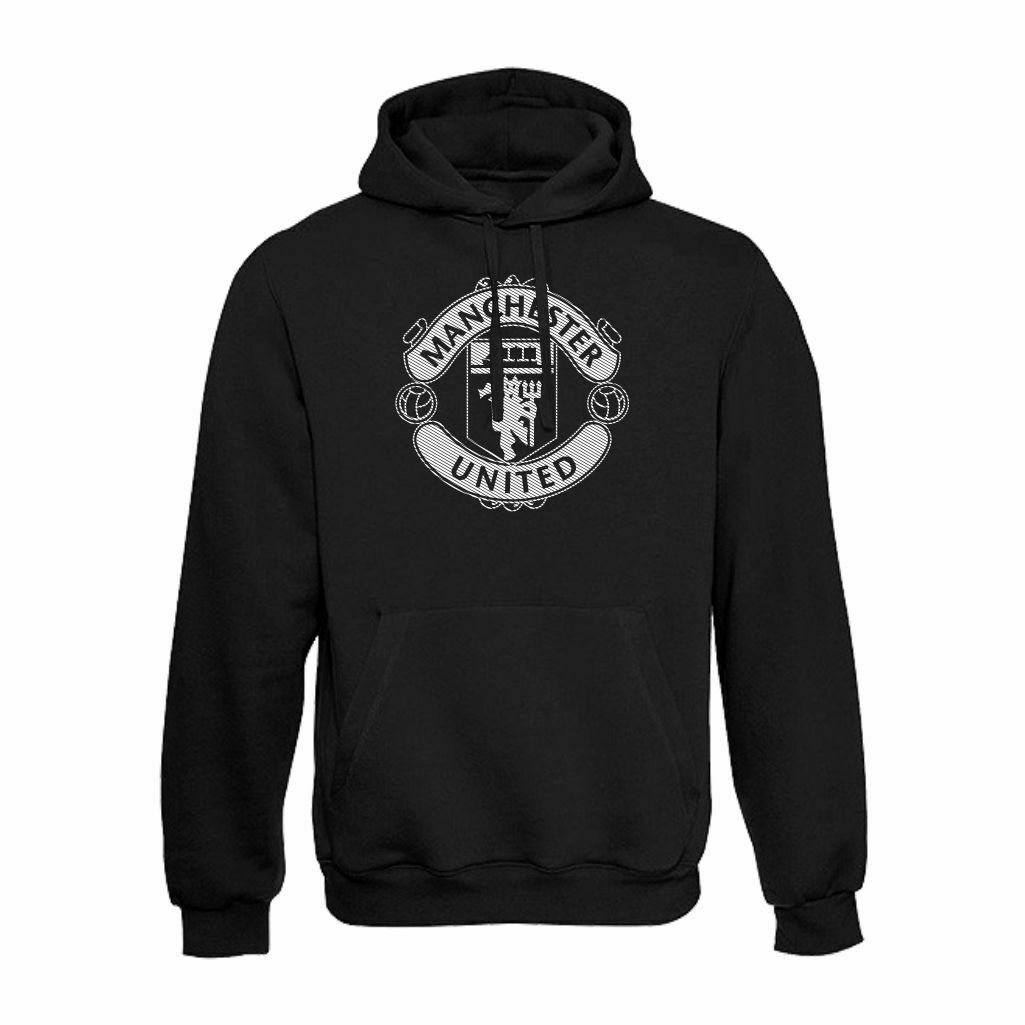 Manchester United Veliki Grb Crte Duks Sa Kapuljačom (Crni) Manchester United Veliki Grb Crte Duks Sa Kapuljačom U Crnoj Boji