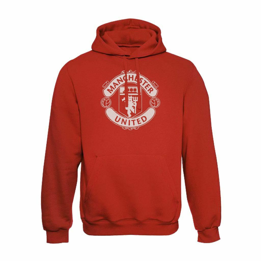 Manchester United Veliki Grb Crte Duks Sa Kapuljačom (Crveni) Manchester United Veliki Grb Crte Duks Sa Kapuljačom U Crvenoj Boji