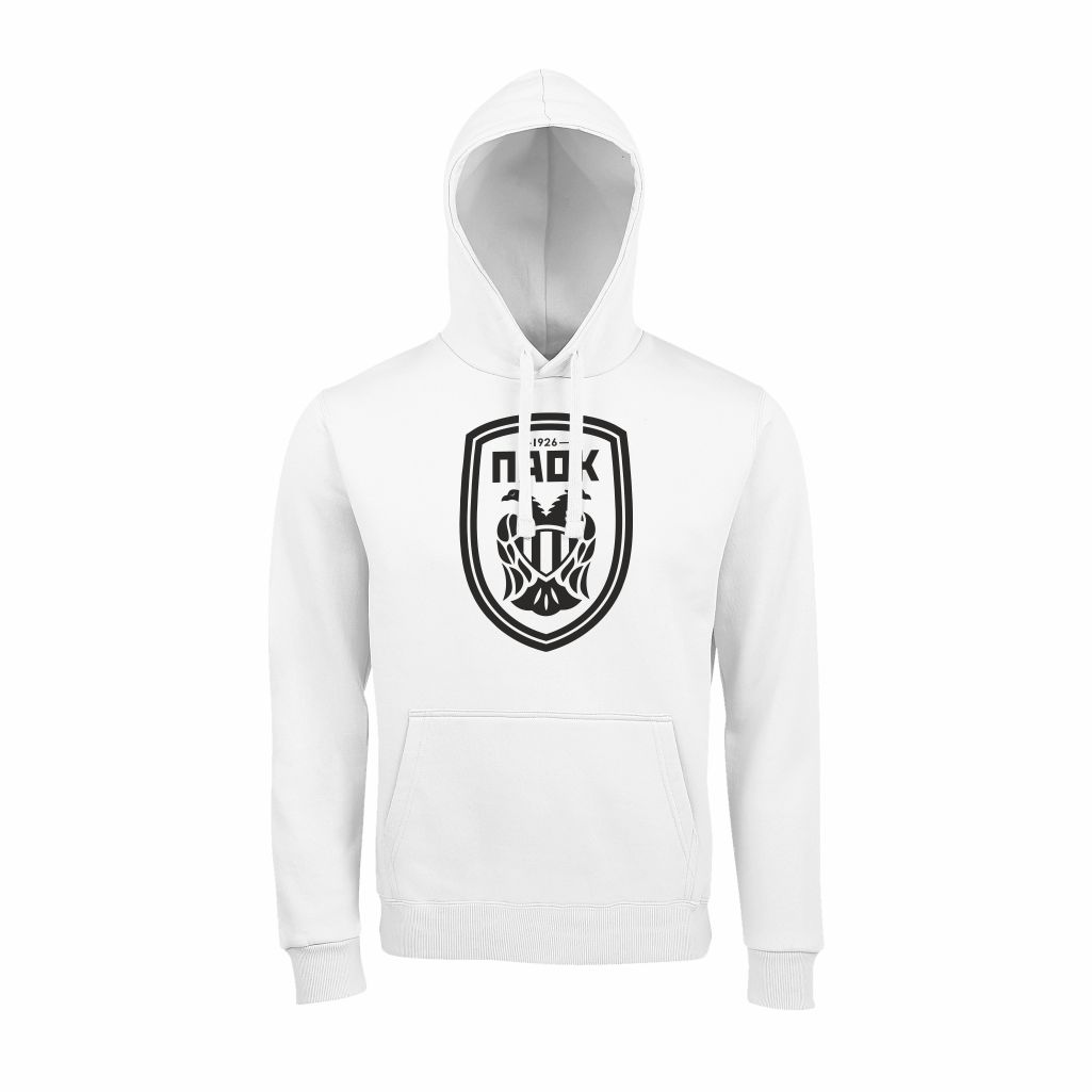 PAOK Veliki Grb Duks Sa Kapuljačom (Beli) PAOK Veliki Grb Duks Sa Kapuljačom u Beloj Boji
