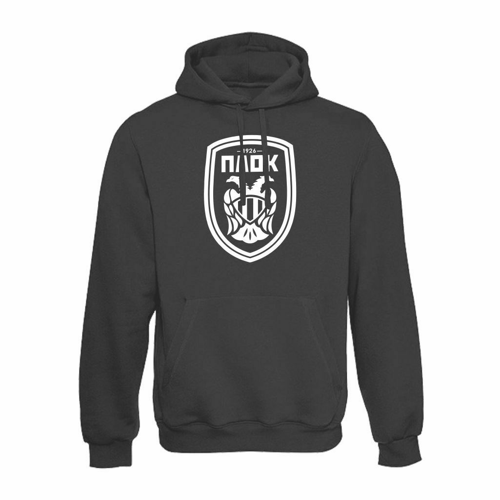 PAOK Veliki Grb Duks Sa Kapuljačom (Tamno Sivi) PAOK Veliki Grb Duks Sa Kapuljačom u Tamno Sivoj Boji