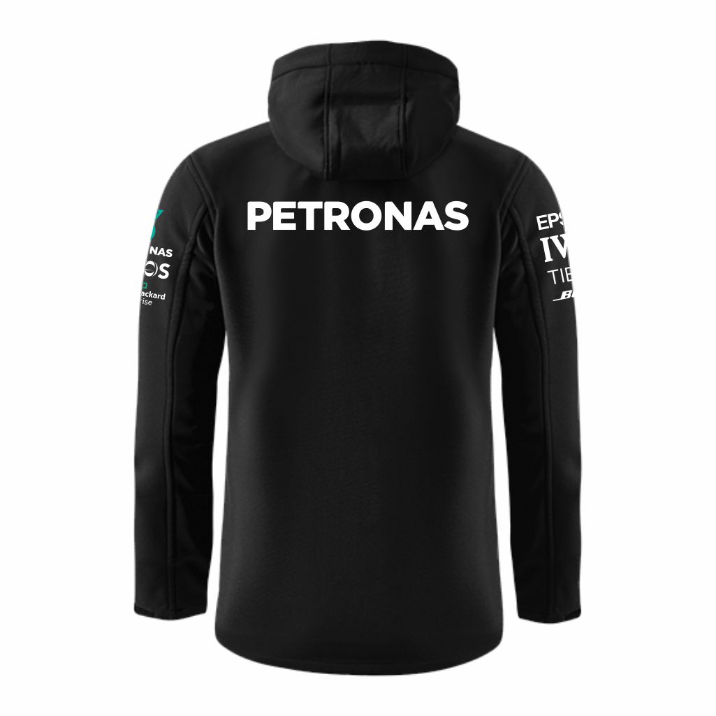 F1 Mercedes Softshell Jakna U Crnoj Boji Pogled U leđa