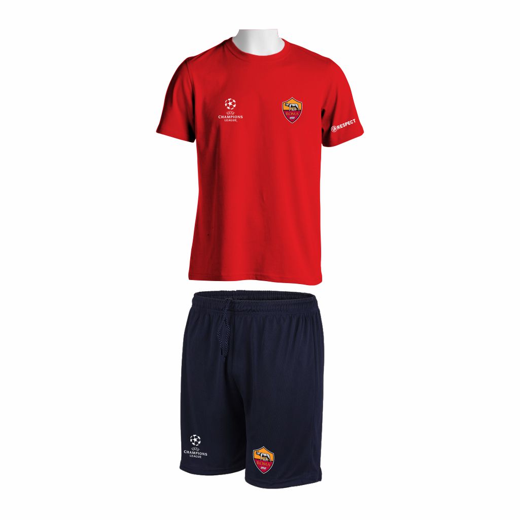 Trening Komplet AS Roma v2 Trening Komplet AS Roma je oprema za trening koji se sastoji od majice i šorca sa štampom grbova.