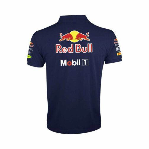 F1 Red Bull Polo Majica U Teget Boji Pogled Leđa