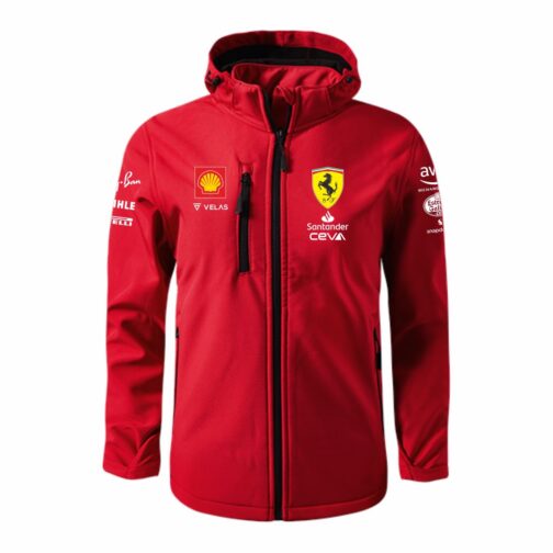 F1 Ferrari Softshell Jakna U Crvenoj Boji Pogled Napred