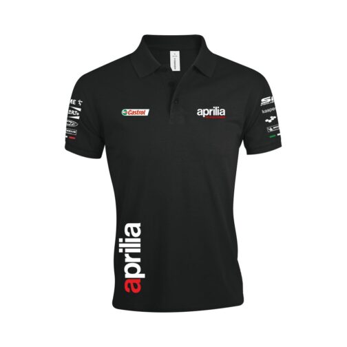 Aprilia Racing Polo Majica u crnoj boji pogled napred