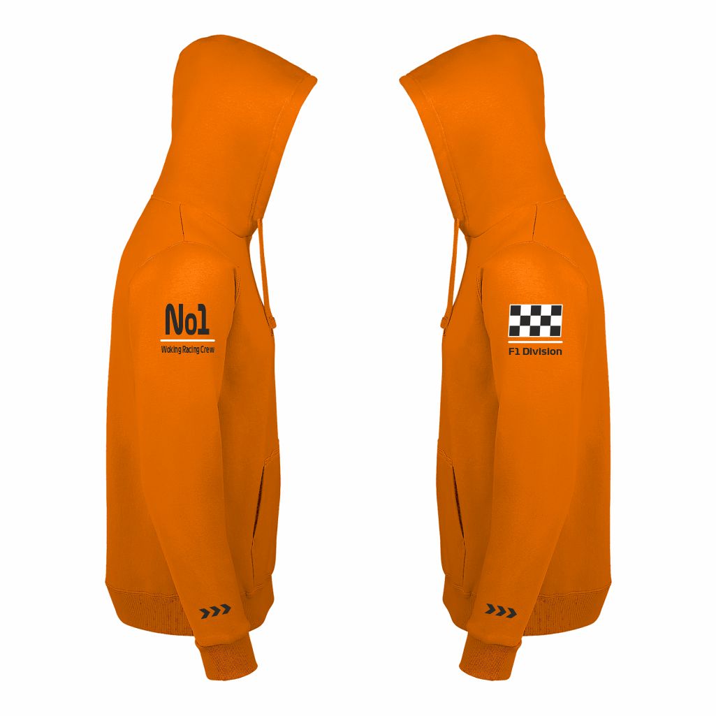 F1 Orange Motion Team Duks Sa Kapuljačom U Narandžastoj Boji Pogled Sa Strane