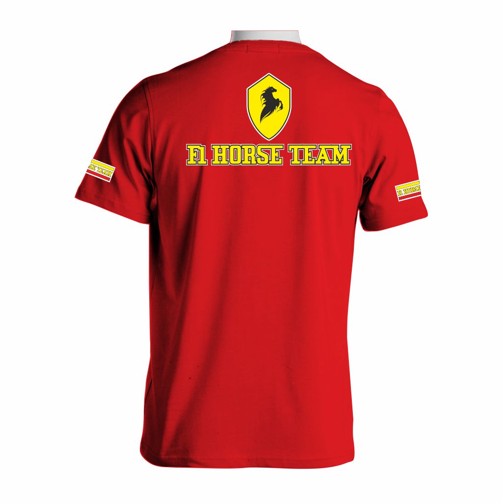 F1 Horse Team Majica Crvene Boje Pogled Sa Leđa